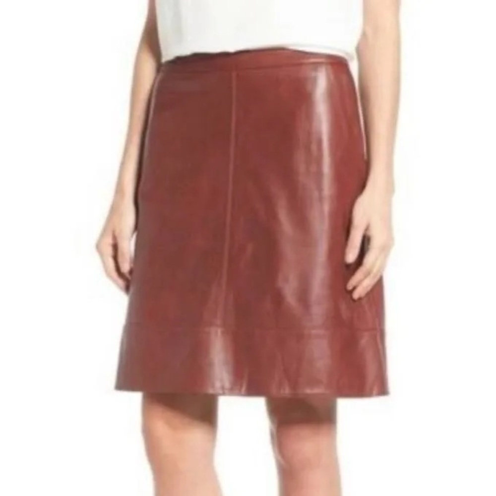 Halogen Red/Brown Leather Skirt